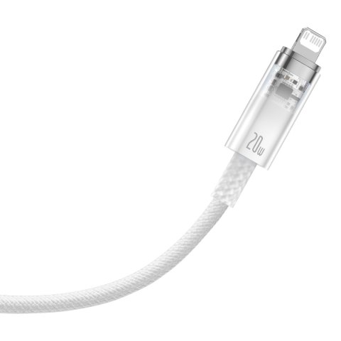 Baseus kabel Explorer PD USB-C - Lightning 1,0m biały z kontrolą temperatury 20W Baseus kabel Explorer PD USB-C - Lightning 1,0m biały z kontrolą temperatury 20W
