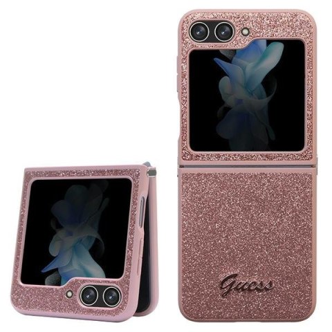Guess nakładka do Samsung Z Flip5 GUHCZF5HGGSHP różowa HC PU/TPU Glitter Script Guess nakładka do Samsung Z Flip5 GUHCZF5HGGSHP różowa HC PU/TPU Glitter Script