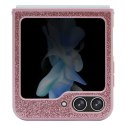 Guess nakładka do Samsung Z Flip5 GUHCZF5HGGSHP różowa HC PU/TPU Glitter Script