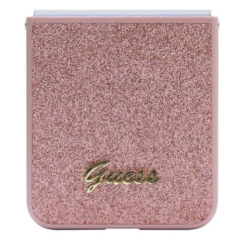 Guess nakładka do Samsung Z Flip5 GUHCZF5HGGSHP różowa HC PU/TPU Glitter Script Guess nakładka do Samsung Z Flip5 GUHCZF5HGGSHP różowa HC PU/TPU Glitter Script