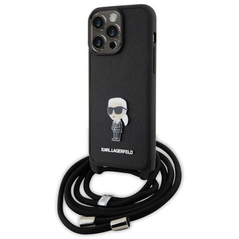 Karl Lagerfeld nakładka do iPhone 15 Pro Max 6,7" KLHCP15XSASKNPSK czarna HC Saffiano Ikonik Metal Pin Monogram Crossbody Karl Lagerfeld nakładka do iPhone 15 Pro Max 6,7" KLHCP15XSASKNPSK czarna HC Saffiano Ikonik Metal Pin Monogram Crossbody