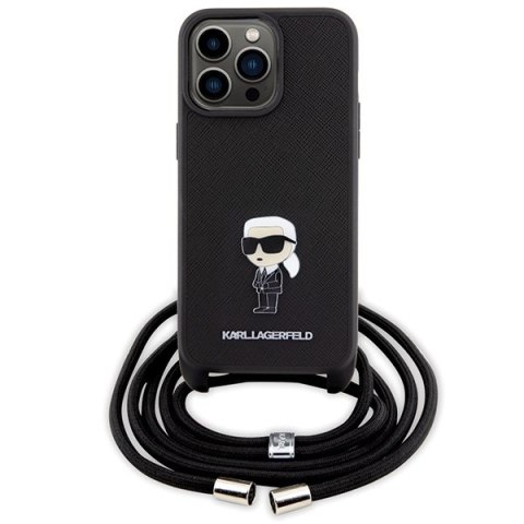 Karl Lagerfeld nakładka do iPhone 15 Pro Max 6,7" KLHCP15XSASKNPSK czarna HC Saffiano Ikonik Metal Pin Monogram Crossbody Karl Lagerfeld nakładka do iPhone 15 Pro Max 6,7" KLHCP15XSASKNPSK czarna HC Saffiano Ikonik Metal Pin Monogram Crossbody