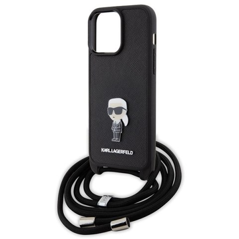 Karl Lagerfeld nakładka do iPhone 15 Pro Max 6,7" KLHCP15XSASKNPSK czarna HC Saffiano Ikonik Metal Pin Monogram Crossbody Karl Lagerfeld nakładka do iPhone 15 Pro Max 6,7" KLHCP15XSASKNPSK czarna HC Saffiano Ikonik Metal Pin Monogram Crossbody