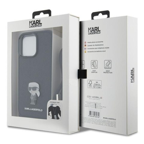 Karl Lagerfeld nakładka do iPhone 15 Pro Max 6,7" KLHCP15XSASKNPSK czarna HC Saffiano Ikonik Metal Pin Monogram Crossbody Karl Lagerfeld nakładka do iPhone 15 Pro Max 6,7" KLHCP15XSASKNPSK czarna HC Saffiano Ikonik Metal Pin Monogram Crossbody