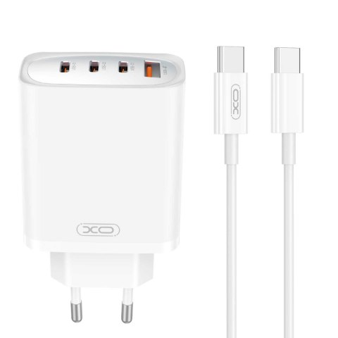 XO ładowarka sieciowa CE23 PD 65W 3x USB-C 1x USB biała + kabel USB-C - USB-C XO ładowarka sieciowa CE23 PD 65W 3x USB-C 1x USB biała + kabel USB-C - USB-C