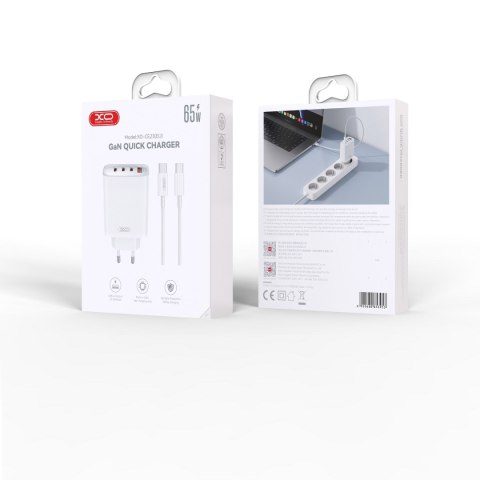 XO ładowarka sieciowa CE23 PD 65W 3x USB-C 1x USB biała + kabel USB-C - USB-C XO ładowarka sieciowa CE23 PD 65W 3x USB-C 1x USB biała + kabel USB-C - USB-C