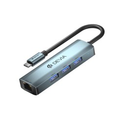 Devia adapter HUB 4w1 EC621 USB-C 3.1 do 3x USB 3.0 + RJ45 ciemnoszary