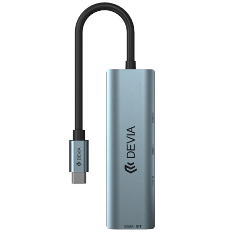 Devia adapter HUB 4w1 EC621 USB-C 3.1 do 3x USB 3.0 + RJ45 ciemnoszary Devia adapter HUB 4w1 EC621 USB-C 3.1 do 3x USB 3.0 + RJ45 ciemnoszary