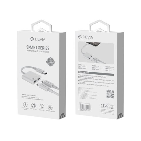 Devia adapter przejściówka EC609 USB-C - USB-C (port) + USB-C (port) biały Devia adapter przejściówka EC609 USB-C - USB-C (port) + USB-C (port) biały