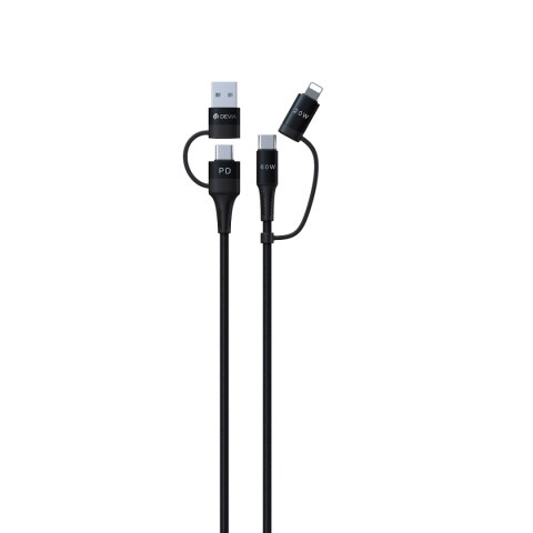 Devia kabel 4w1 Extreme EC504 PD USB-C + USB - USB-C + Lightning 1,5 m czarny Devia kabel 4w1 Extreme EC504 PD USB-C + USB - USB-C + Lightning 1,5 m czarny
