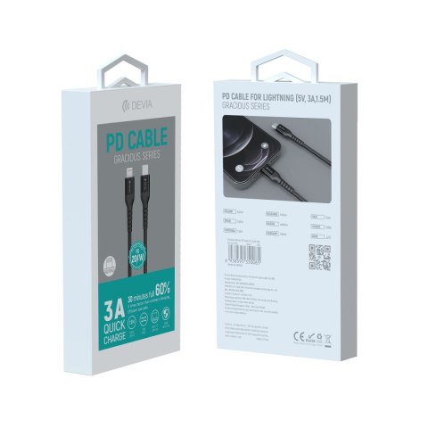 Devia kabel Gracious EC409 PD USB-C - Lightning 1,5 m 3A czarny Devia kabel Gracious EC409 PD USB-C - Lightning 1,5 m 3A czarny