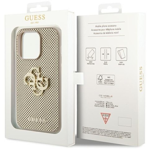 Guess nakładka do iPhone 15 Pro 6,1" złota GUHCP15LPSP4LGD HC PERFORATED PU 4G GLITTER Guess nakładka do iPhone 15 Pro 6,1" złota GUHCP15LPSP4LGD HC PERFORATED PU 4G GLITTER
