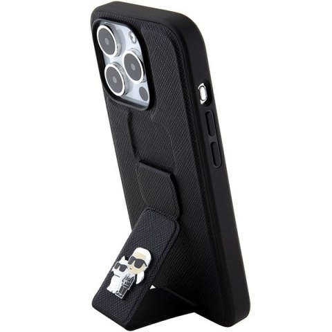 Karl Lagerfeld nakładka do iPhone 15 Pro Max 6,7" KLHCP15XGSAKCPK czarna HC GRIPSTAND SAFFIANO KC PINS Karl Lagerfeld nakładka do iPhone 15 Pro Max 6,7" KLHCP15XGSAKCPK czarna HC GRIPSTAND SAFFIANO KC PINS