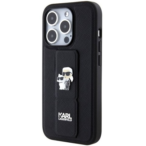 Karl Lagerfeld nakładka do iPhone 15 Pro Max 6,7" KLHCP15XGSAKCPK czarna HC GRIPSTAND SAFFIANO KC PINS Karl Lagerfeld nakładka do iPhone 15 Pro Max 6,7" KLHCP15XGSAKCPK czarna HC GRIPSTAND SAFFIANO KC PINS