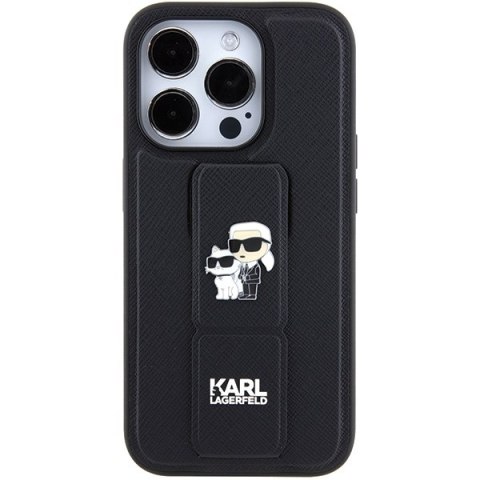 Karl Lagerfeld nakładka do iPhone 15 Pro Max 6,7" KLHCP15XGSAKCPK czarna HC GRIPSTAND SAFFIANO KC PINS Karl Lagerfeld nakładka do iPhone 15 Pro Max 6,7" KLHCP15XGSAKCPK czarna HC GRIPSTAND SAFFIANO KC PINS