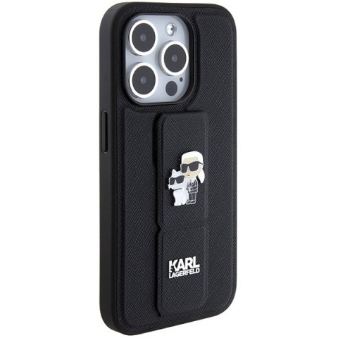 Karl Lagerfeld nakładka do iPhone 15 Pro Max 6,7" KLHCP15XGSAKCPK czarna HC GRIPSTAND SAFFIANO KC PINS Karl Lagerfeld nakładka do iPhone 15 Pro Max 6,7" KLHCP15XGSAKCPK czarna HC GRIPSTAND SAFFIANO KC PINS