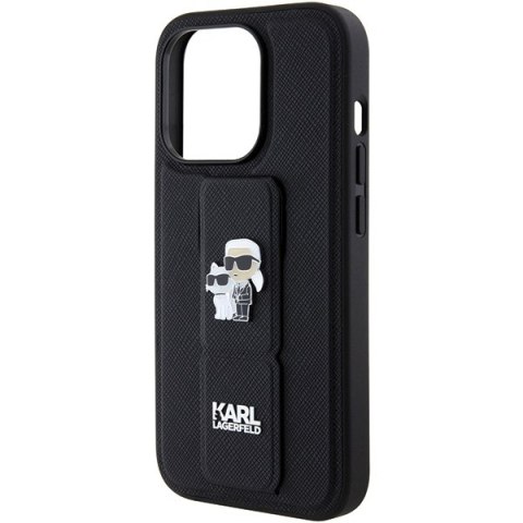 Karl Lagerfeld nakładka do iPhone 15 Pro Max 6,7" KLHCP15XGSAKCPK czarna HC GRIPSTAND SAFFIANO KC PINS Karl Lagerfeld nakładka do iPhone 15 Pro Max 6,7" KLHCP15XGSAKCPK czarna HC GRIPSTAND SAFFIANO KC PINS