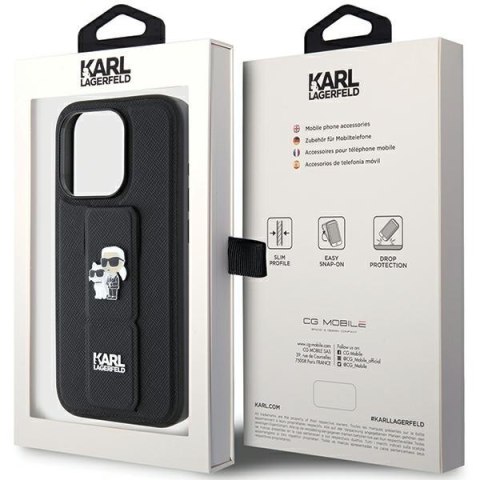 Karl Lagerfeld nakładka do iPhone 15 Pro Max 6,7" KLHCP15XGSAKCPK czarna HC GRIPSTAND SAFFIANO KC PINS Karl Lagerfeld nakładka do iPhone 15 Pro Max 6,7" KLHCP15XGSAKCPK czarna HC GRIPSTAND SAFFIANO KC PINS