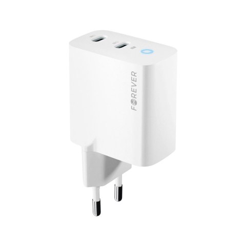 Forever ładowarka sieciowa GaN PD QC TC-06-65CC 2x USB-C 65W biała Forever ładowarka sieciowa GaN PD QC TC-06-65CC 2x USB-C 65W biała