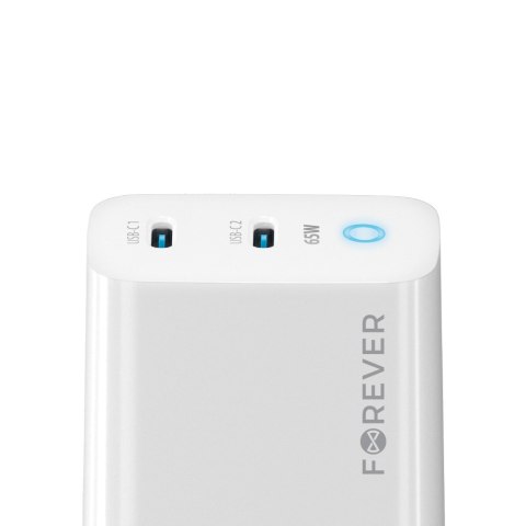 Forever ładowarka sieciowa GaN PD QC TC-06-65CC 2x USB-C 65W biała Forever ładowarka sieciowa GaN PD QC TC-06-65CC 2x USB-C 65W biała