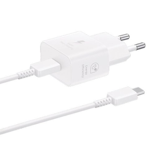 Samsung ładowarka Sieciowa GaN Super Fast Charger EP-T2510XWEGEU USB C 3A 25W z kablem biała Samsung ładowarka Sieciowa GaN Super Fast Charger EP-T2510XWEGEU USB C 3A 25W z kablem biała