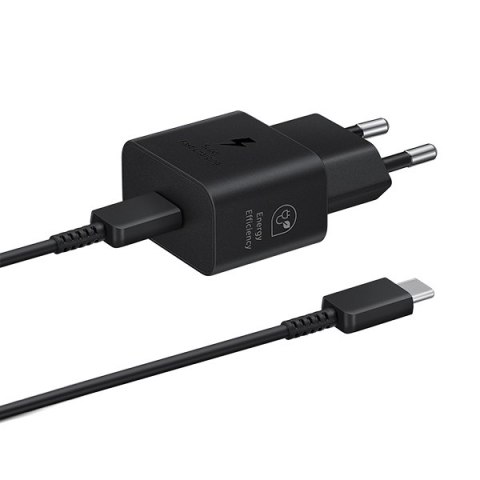Samsung ładowarka sieciowa GaN Super Fast Charger EP-T2510XBEGEU USB C 3A 25W z kablem czarna Samsung ładowarka sieciowa GaN Super Fast Charger EP-T2510XBEGEU USB C 3A 25W z kablem czarna