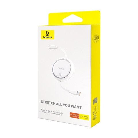 Baseus kabel Free2Draw Mini USB-C - USB-C 1,0m 100W biały zwijany Baseus kabel Free2Draw Mini USB-C - USB-C 1,0m 100W biały zwijany