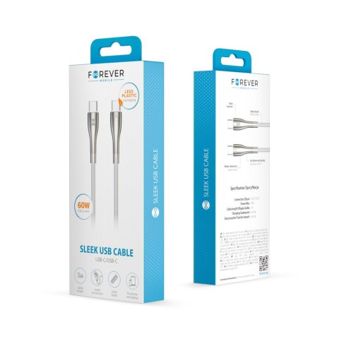 Forever kabel Sleek USB-C - USB-C 2,0 m 60W biały Forever kabel Sleek USB-C - USB-C 2,0 m 60W biały