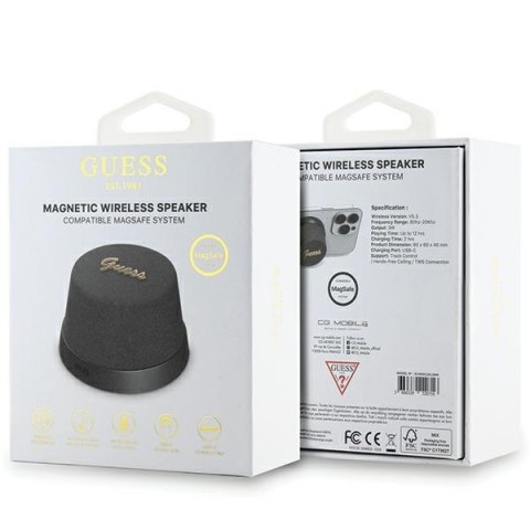 Guess głośnik Bluetooth GUWSC3ALSMK STAND MAGNETIC SCRIPT METAL czarny Guess głośnik Bluetooth GUWSC3ALSMK STAND MAGNETIC SCRIPT METAL czarny