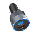 Ładowarka samochodowa Forcell F-Energy Alu 2 x USB C + USB A QC4.0 PD SFC2.0 3A 85W szara
