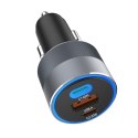 Ładowarka samochodowa Forcell F-Energy Alu 2 x USB C + USB A QC4.0 PD SFC2.0 4,5A 65W szara