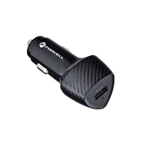 Ładowarka samochodowa Forcell F-Energy Carbon USB A QC3.0 3A 18W CC50-1A czarna Ładowarka samochodowa Forcell F-Energy Carbon USB A QC3.0 3A 18W CC50-1A czarna