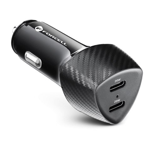 Ładowarka samochodowa Forcell F-Energy Carbon 2 x USB C QC3.0 PD 3A 40W CC50-2C czarna Ładowarka samochodowa Forcell F-Energy Carbon 2 x USB C QC3.0 PD 3A 40W CC50-2C czarna