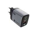 Ładowarka sieciowa do telefonu Forcell F-Energy GaN III 2 x USB C + USB A QC4.0 3,45A PD 70W SAM SFC2.0 z wyświetlaczem LCD VT-3