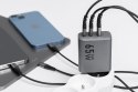 Ładowarka sieciowa do telefonu Forcell F-Energy GaN 2 x USB C + USB A QC4.0 PD 4A 65W VT-42B szara