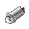 Ładowarka samochodowa Forcell F-Energy Mini 2 x USB C QC3.0 3A PD 30W srebrna