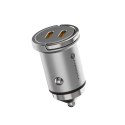 Ładowarka samochodowa Forcell F-Energy Mini 2 x USB C QC3.0 3A PD 30W srebrna