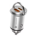 Ładowarka samochodowa Forcell F-Energy Mini USB C + USB A QC3.0 3A PD 20W srebrna