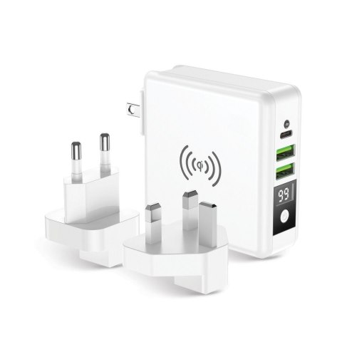Wielofunkcyjna ładowarka Forcell F-Energy 4w1 2 x USB A + USB C 15W + power bank 8000mAh + ładowanie bezprzewodowe biała Wielofunkcyjna ładowarka Forcell F-Energy 4w1 2 x USB A + USB C 15W + power bank 8000mAh + ładowanie bezprzewodowe biała
