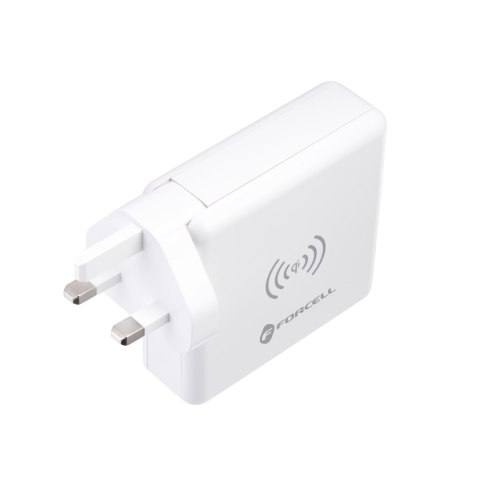 Wielofunkcyjna ładowarka Forcell F-Energy 4w1 2 x USB A + USB C 15W + power bank 8000mAh + ładowanie bezprzewodowe biała Wielofunkcyjna ładowarka Forcell F-Energy 4w1 2 x USB A + USB C 15W + power bank 8000mAh + ładowanie bezprzewodowe biała