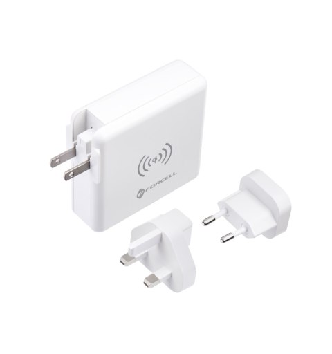 Wielofunkcyjna ładowarka Forcell F-Energy 4w1 2 x USB A + USB C 15W + power bank 8000mAh + ładowanie bezprzewodowe biała Wielofunkcyjna ładowarka Forcell F-Energy 4w1 2 x USB A + USB C 15W + power bank 8000mAh + ładowanie bezprzewodowe biała