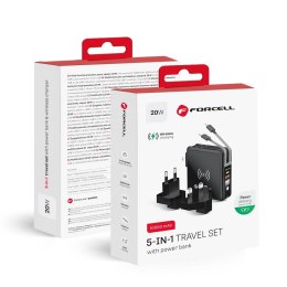 Wielofunkcyjna ładowarka Forcell F-Energy 5w1 USB A + USB C PD 20W + kabel USB C / Lightning + power bank 10000 mAh + ładowanie 