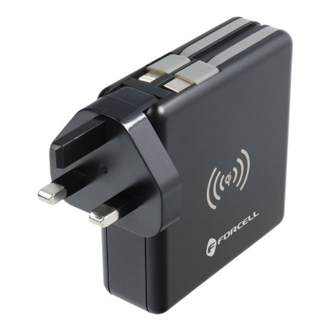 Wielofunkcyjna ładowarka Forcell F-Energy 5w1 USB A + USB C PD 20W + kabel USB C / Lightning + power bank 10000 mAh + ładowanie Wielofunkcyjna ładowarka Forcell F-Energy 5w1 USB A + USB C PD 20W + kabel USB C / Lightning + power bank 10000 mAh + ładowanie
