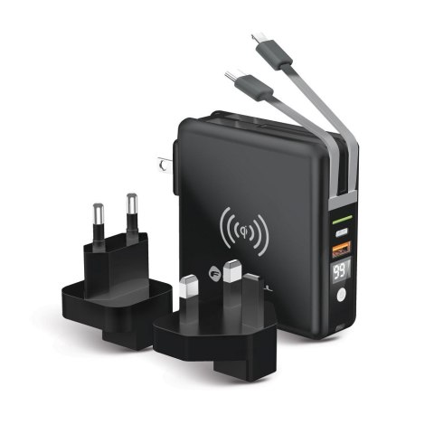 Wielofunkcyjna ładowarka Forcell F-Energy 5w1 USB A + USB C PD 20W + kabel USB C / Lightning + power bank 10000 mAh + ładowanie Wielofunkcyjna ładowarka Forcell F-Energy 5w1 USB A + USB C PD 20W + kabel USB C / Lightning + power bank 10000 mAh + ładowanie