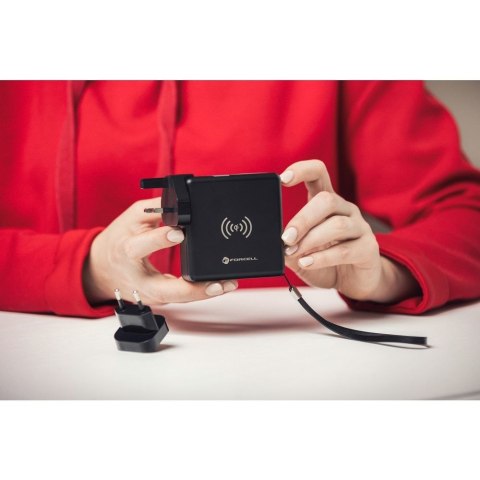 Wielofunkcyjna ładowarka Forcell F-Energy 5w1 USB A + USB C PD 20W + kabel USB C / Lightning + power bank 10000 mAh + ładowanie Wielofunkcyjna ładowarka Forcell F-Energy 5w1 USB A + USB C PD 20W + kabel USB C / Lightning + power bank 10000 mAh + ładowanie