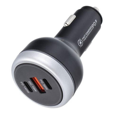 Ładowarka samochodowa USB A + 2 x Typ C PD QC3.0 3A 191W CC69-2C1A black Ładowarka samochodowa USB A + 2 x Typ C PD QC3.0 3A 191W CC69-2C1A black