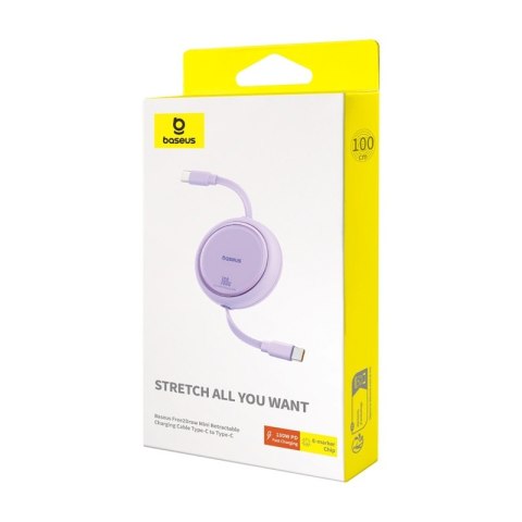 Baseus kabel Free2Draw Mini Retractable Charging Cable Type-C to Type-C 100W 1m fioletowy Baseus kabel Free2Draw Mini Retractable Charging Cable Type-C to Type-C 100W 1m fioletowy