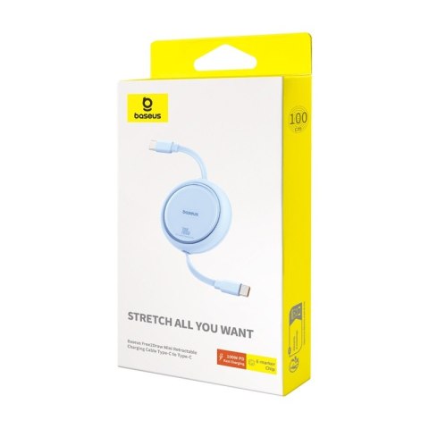 Baseus kabel Free2Draw Mini Retractable Charging Cable Type-C to Type-C 100W 1m niebieski Baseus kabel Free2Draw Mini Retractable Charging Cable Type-C to Type-C 100W 1m niebieski