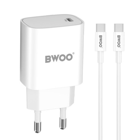 BWOO ładowarka sieciowa PD CDA159 USB-C + kabel USB-C - USB-C 20W biała BWOO ładowarka sieciowa PD CDA159 USB-C + kabel USB-C - USB-C 20W biała