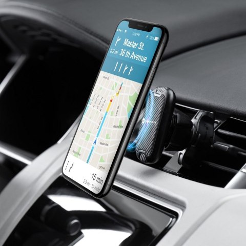 Uchwyt na telefon do samochodu magnetyczny Forcell F-Grip Carbon H-CT325 do kratki czarny Uchwyt na telefon do samochodu magnetyczny Forcell F-Grip Carbon H-CT325 do kratki czarny
